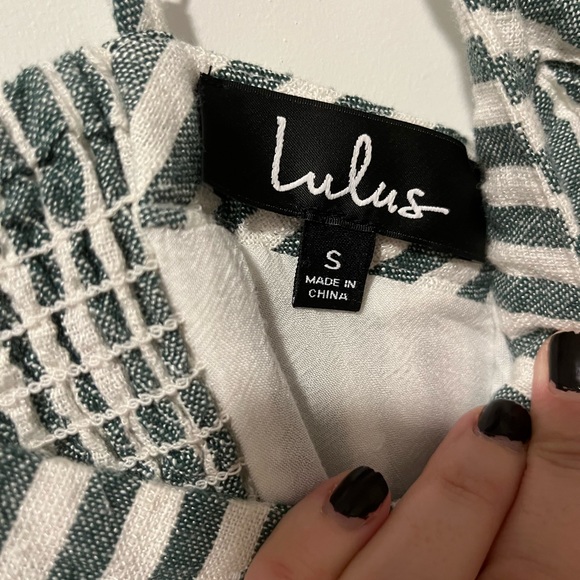 Lulus On The Pier Green and white striped mini dress - Picture 6 of 7